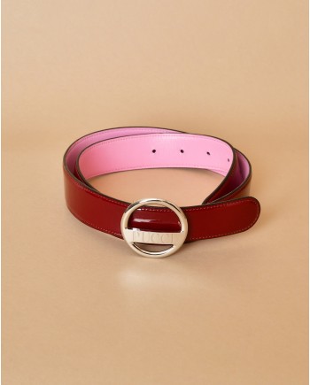 Ceinture en cuir rose et vernis rouge Emilio Pucci 