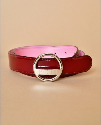 Ceinture en cuir rose et vernis rouge Emilio Pucci 