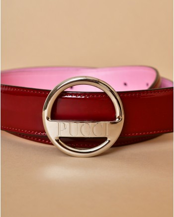 Ceinture en cuir rose et vernis rouge Emilio Pucci 