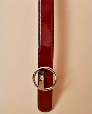 Ceinture en cuir rose et vernis rouge Emilio Pucci 