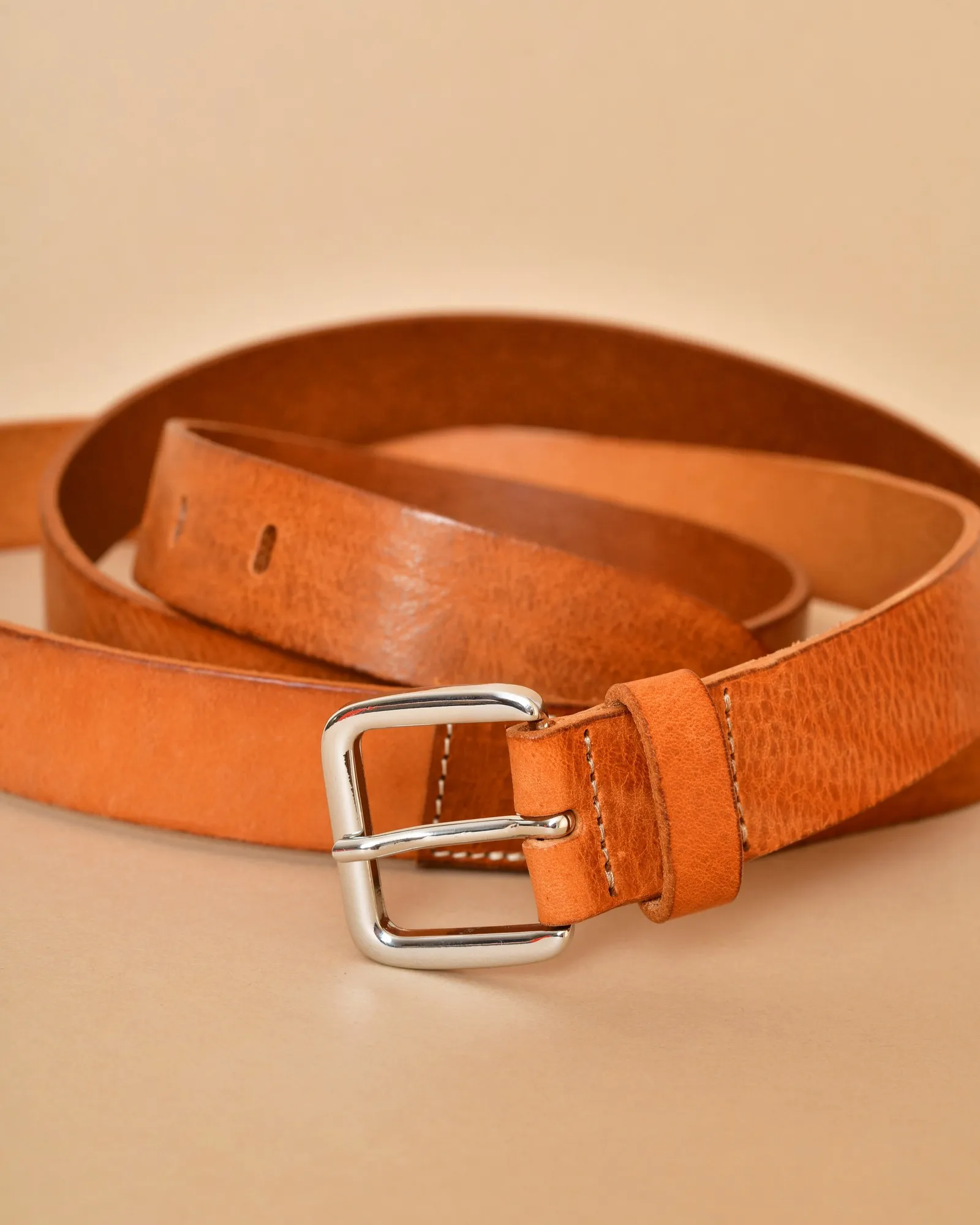 Ceinture en cuir marron deux tours Tela 