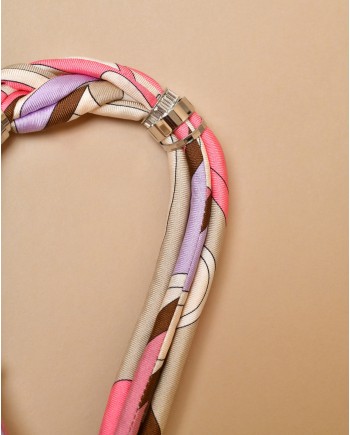 Collier en tissu imprimé rose à anneaux Emilio Pucci 