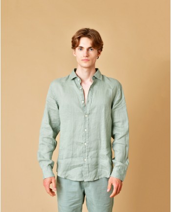 Chemise en lin vert de gris AT.P.CO 