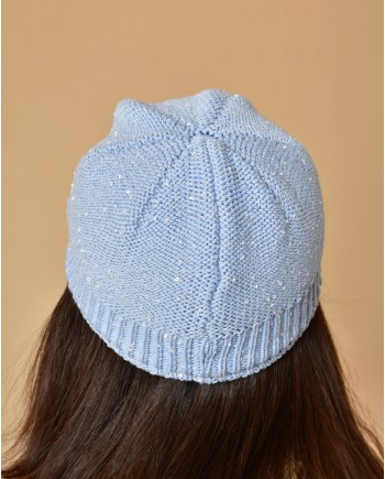 Casquette en maille bleue Lorena Antoniazzi 