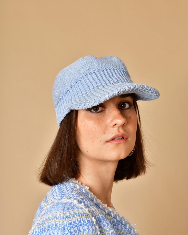 Casquette en maille bleue Lorena Antoniazzi 