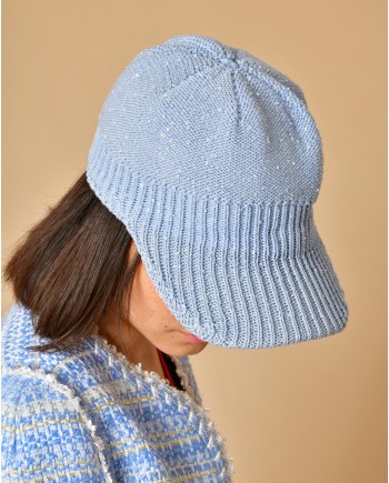 Casquette en maille bleue Lorena Antoniazzi 