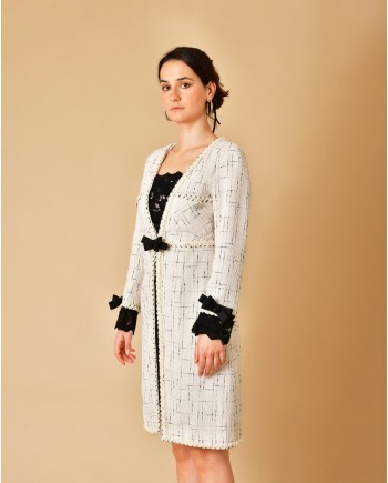 Robe en tweed et dentelle Edward Achour 