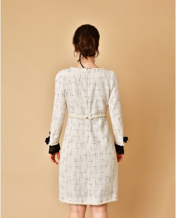 Robe en tweed et dentelle Edward Achour 