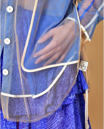 Veste en tulle transparente bleu T-Coat 