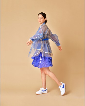 Veste en tulle transparente bleu T-Coat 