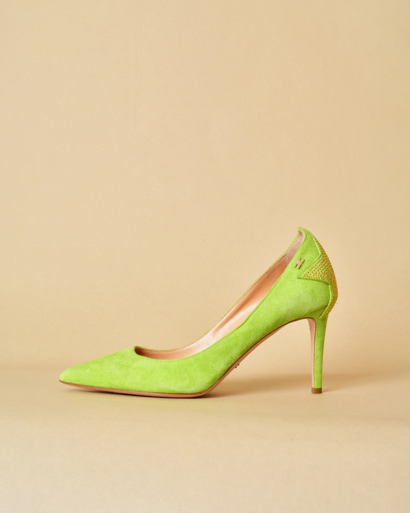 Escarpins à talons en daim vert Elisabetta Franchi 