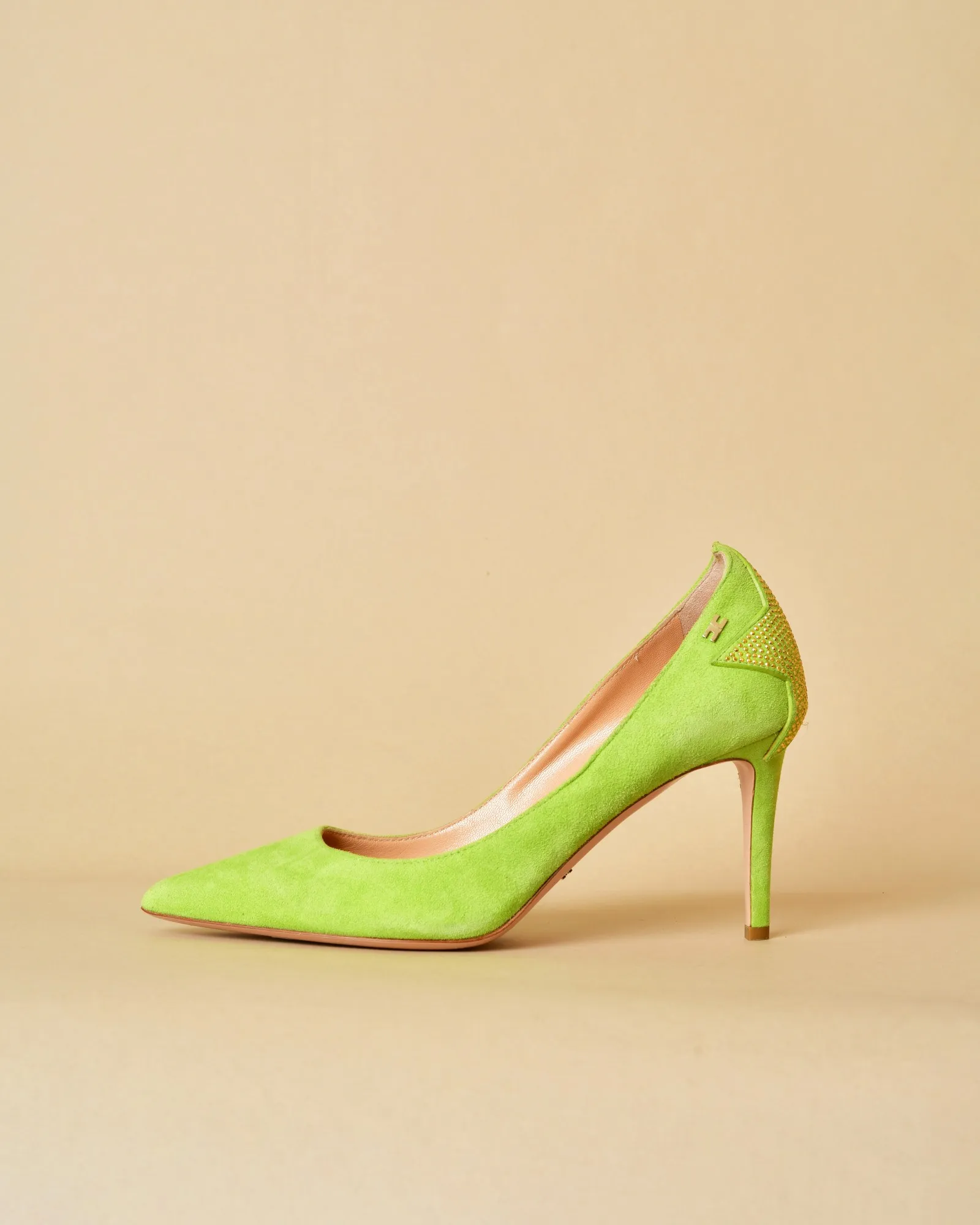 Escarpins à talons en daim vert Elisabetta Franchi 