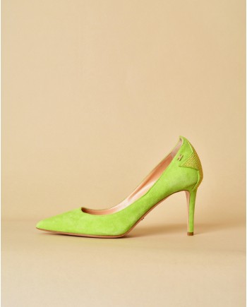 Escarpins à talons en daim vert Elisabetta Franchi 