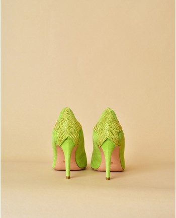 Escarpins à talons en daim vert Elisabetta Franchi 