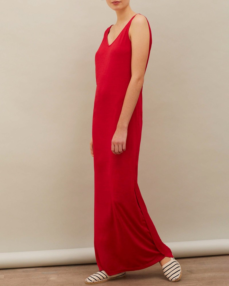 Robe longue rouge sans manches Chacok 