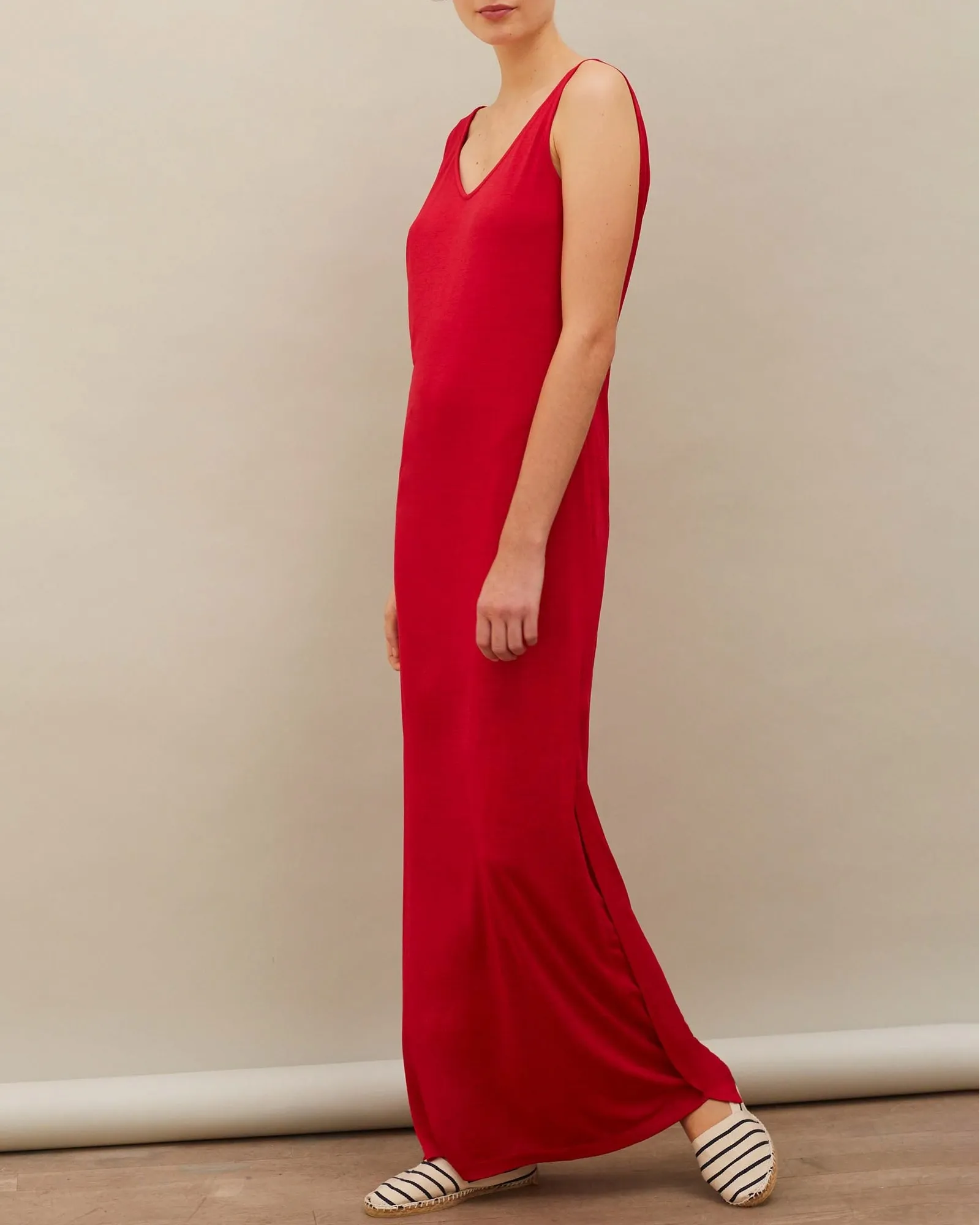 Robe longue rouge sans manches Chacok 