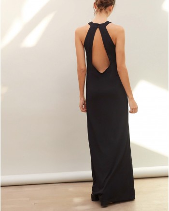 Robe longue noir dos nu Chacok 