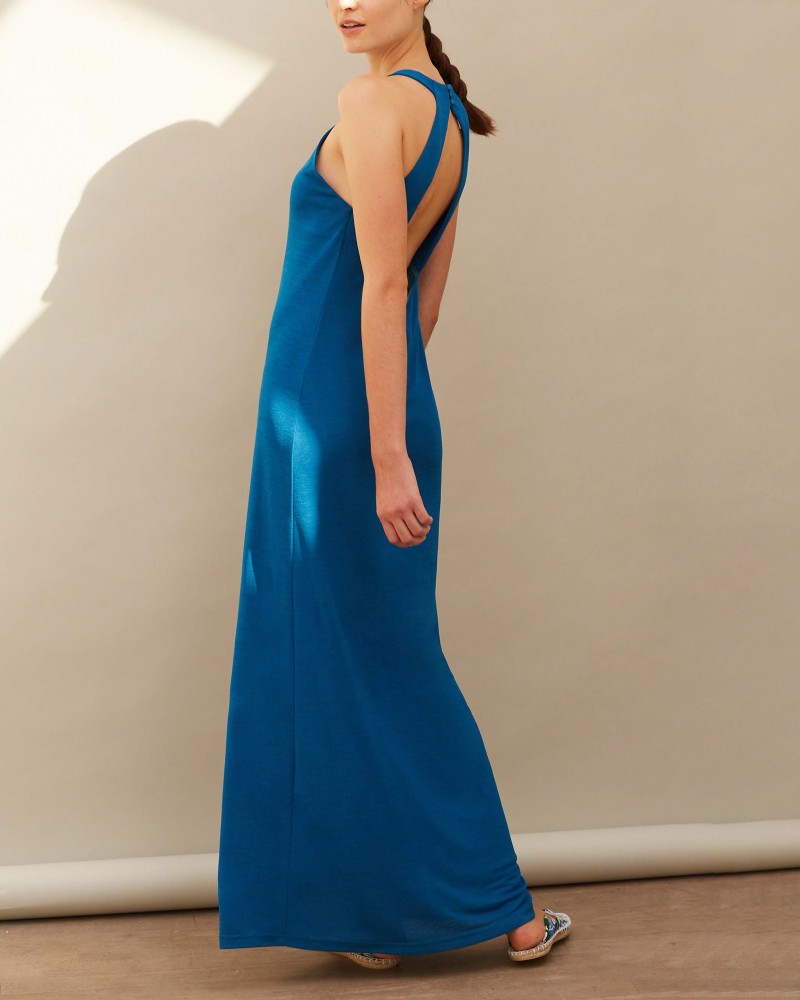 Robe longue bleu dos nu Chacok 