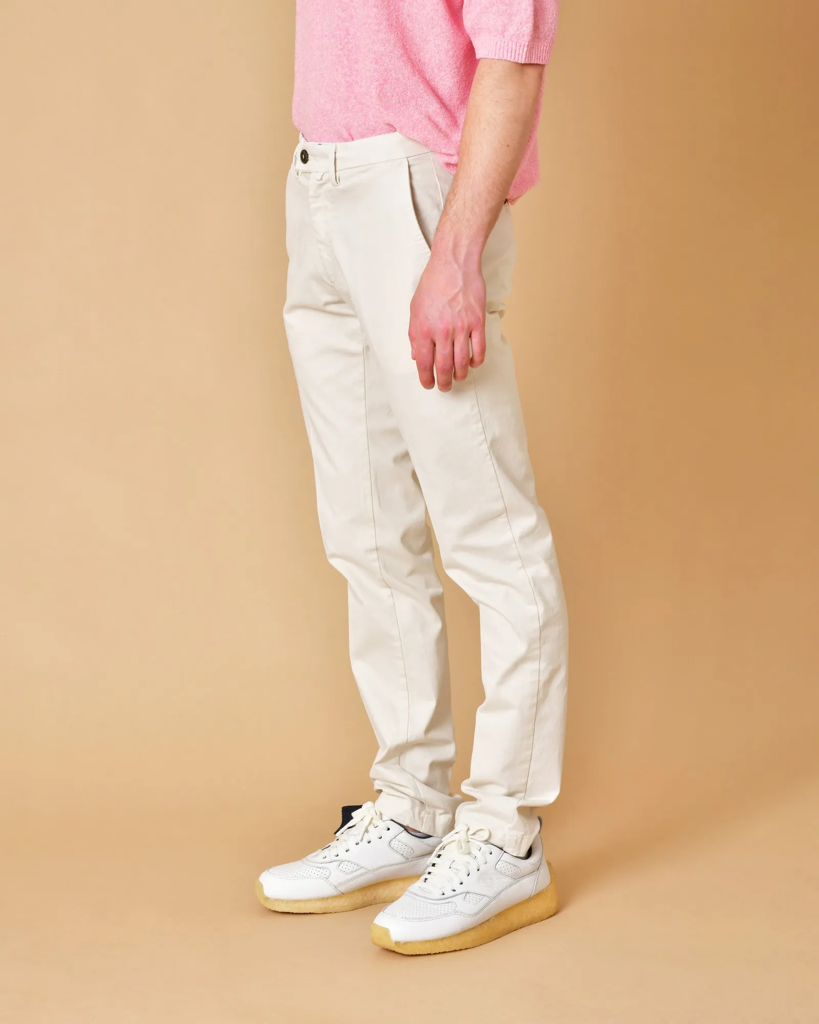 Pantalon en coton beige à coupe droite Bro Ship 