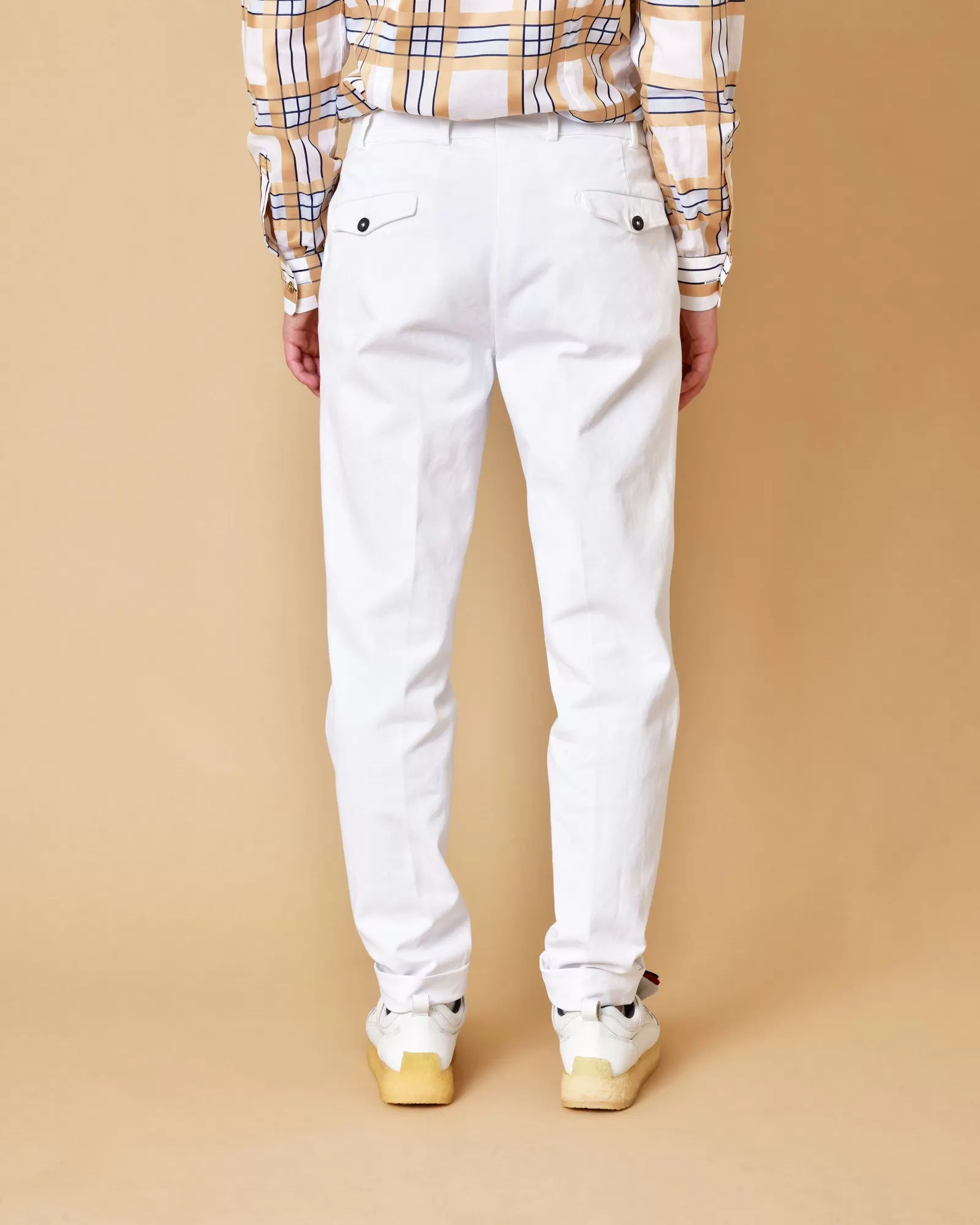 Pantalon en coton blanc à pinces Michael Coal 