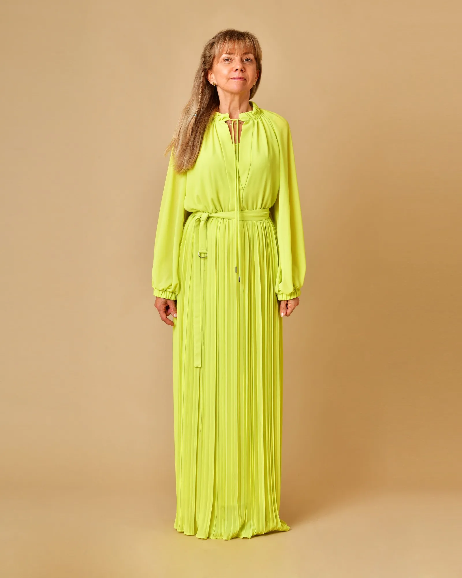 Robe verte plissée Beatrice B 