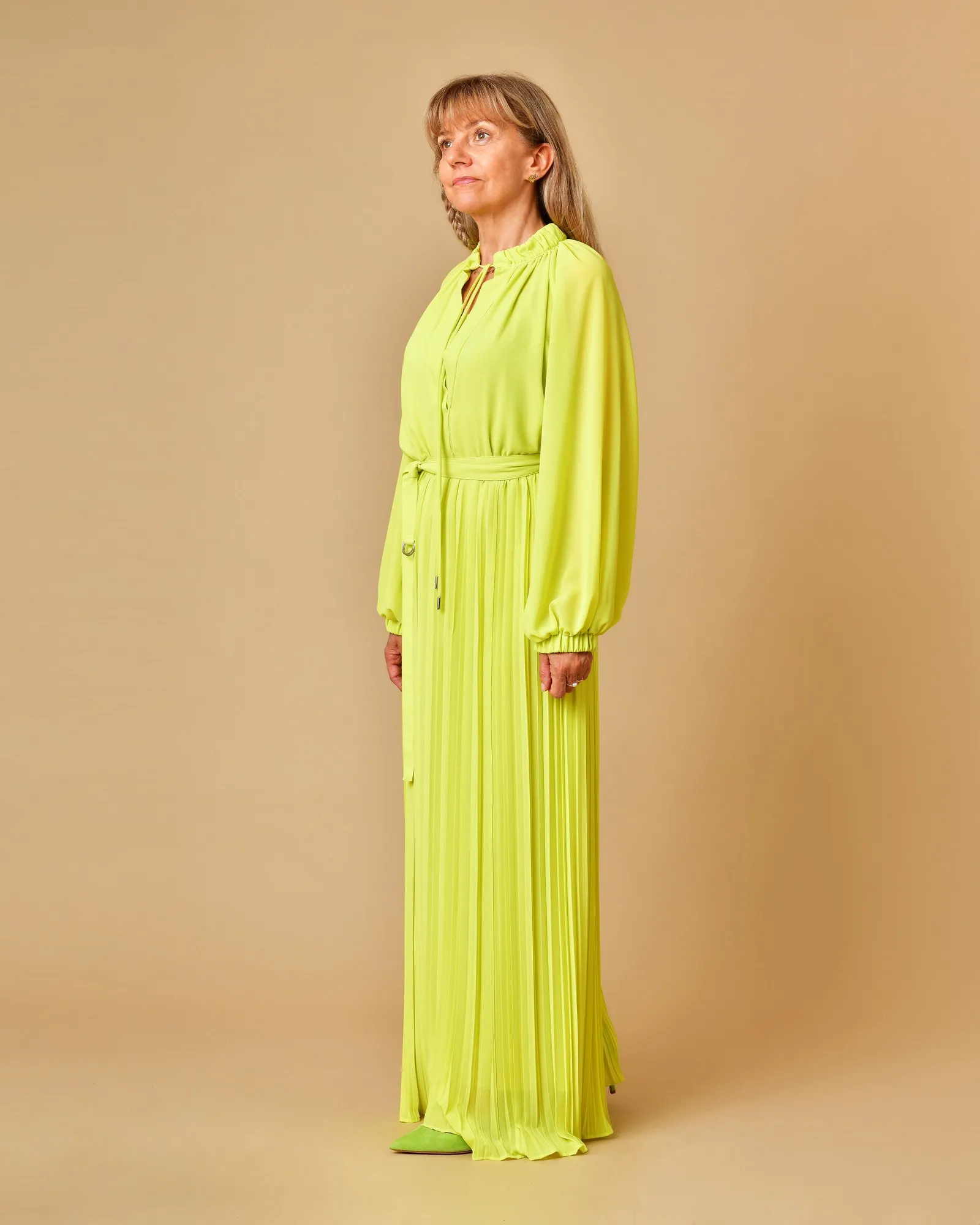 Robe verte plissée Beatrice B 