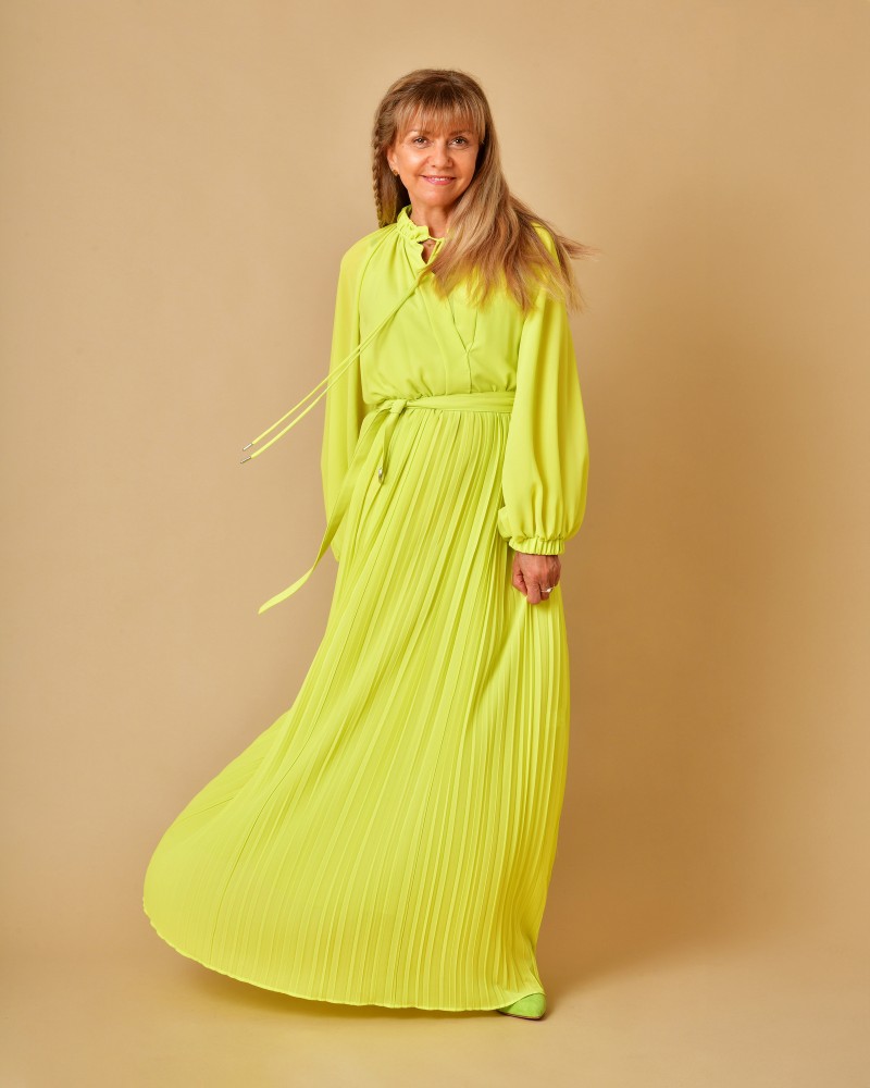 Robe verte plissée Beatrice B 