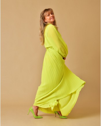 Robe verte plissée Beatrice B 