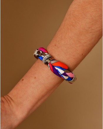 Bracelet en tissu imprimé multicolore Emilio Pucci 