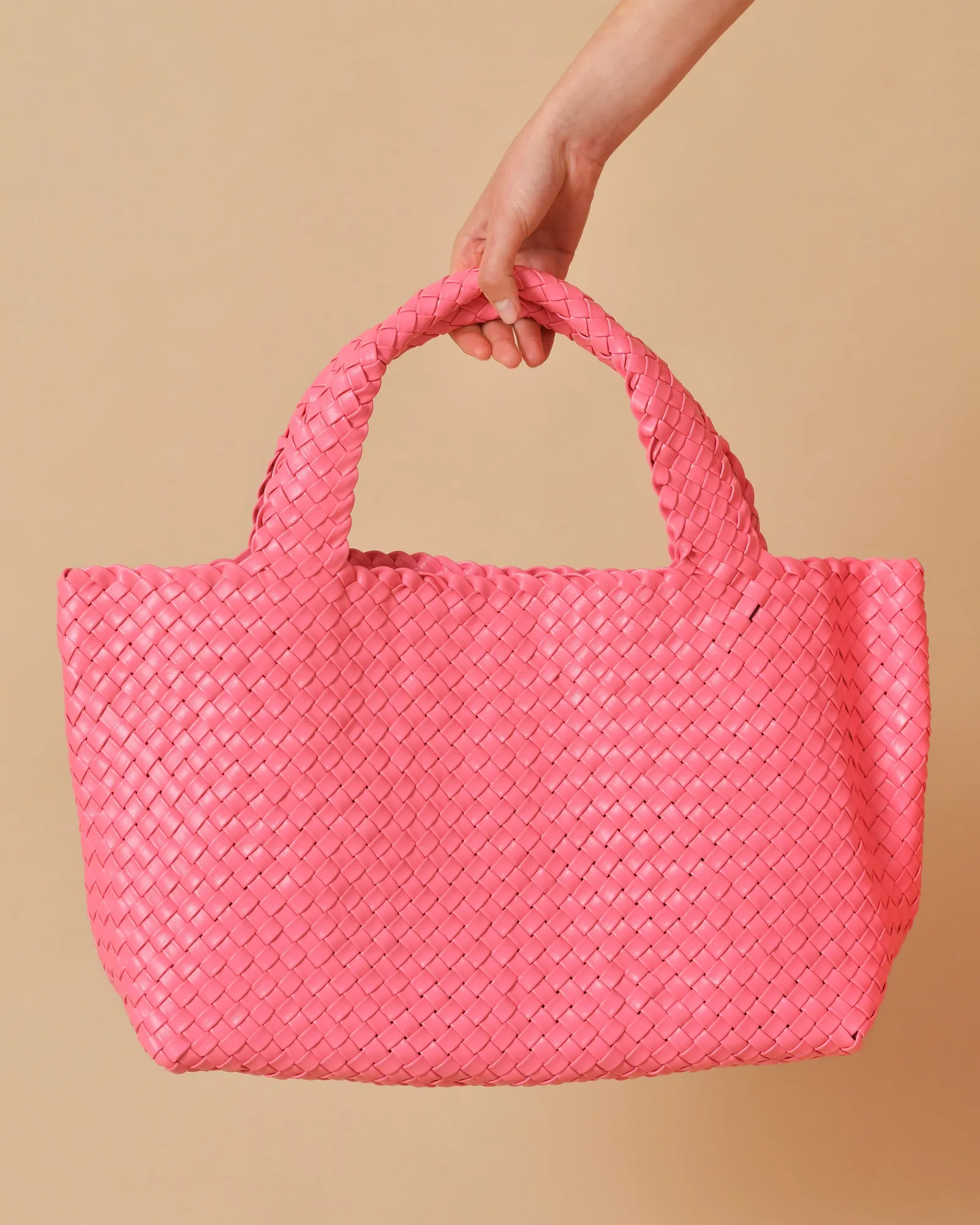 Sac porté épaule en cuir tressé rose Falorni 