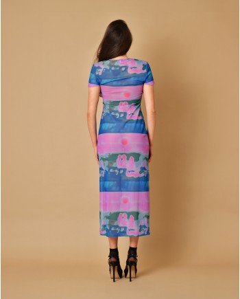 Robe midi à imprimé graphique Miaou 