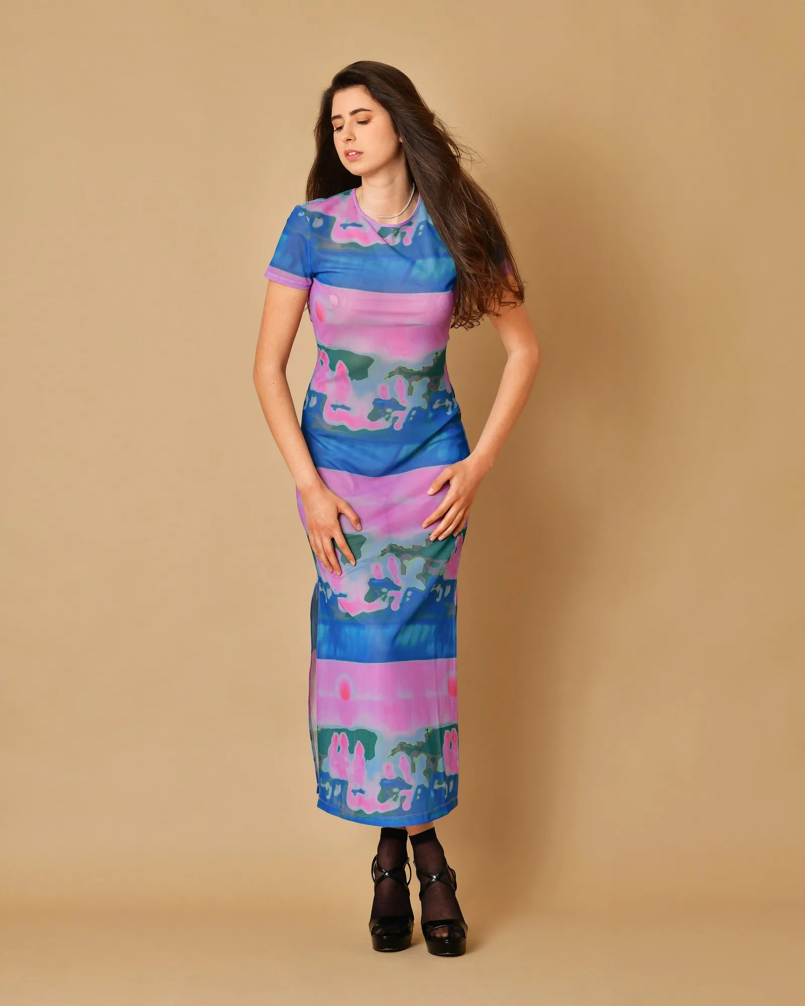 Robe midi à imprimé graphique Miaou 