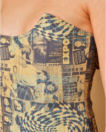 Top corset à imprimé graphique Miaou 