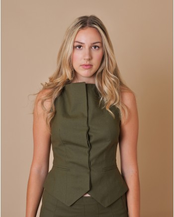 Top gilet en laine verte Aya Muse 