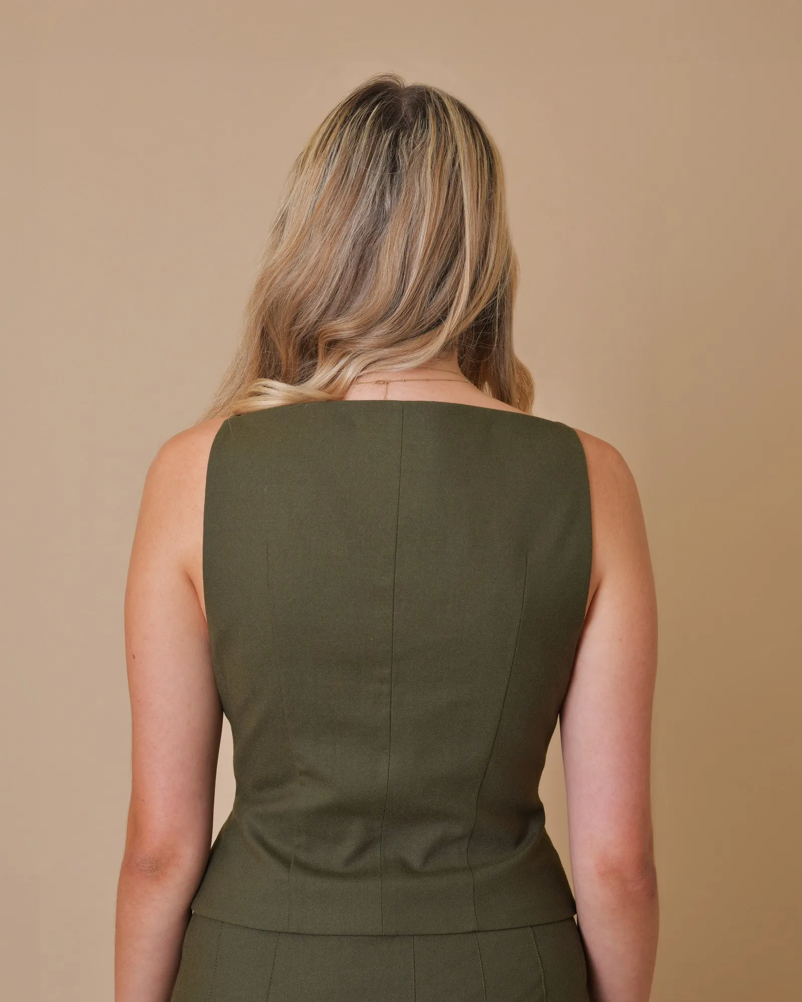 Top gilet en laine verte Aya Muse 