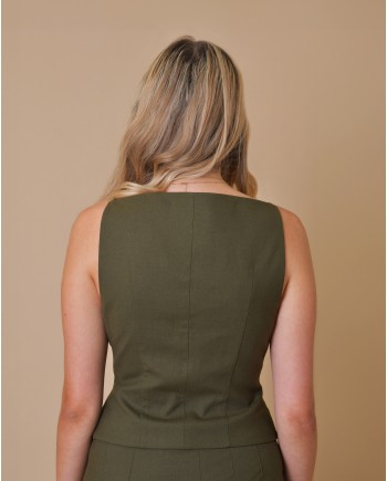 Top gilet en laine verte Aya Muse 