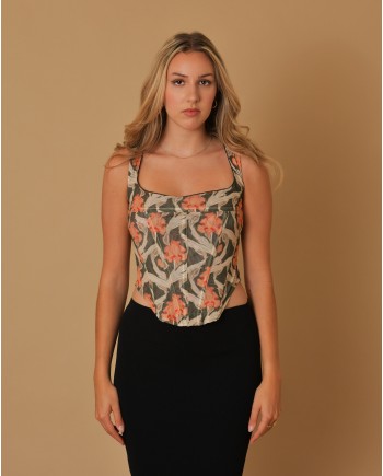 Top corset à imprimé fleuri Miaou 