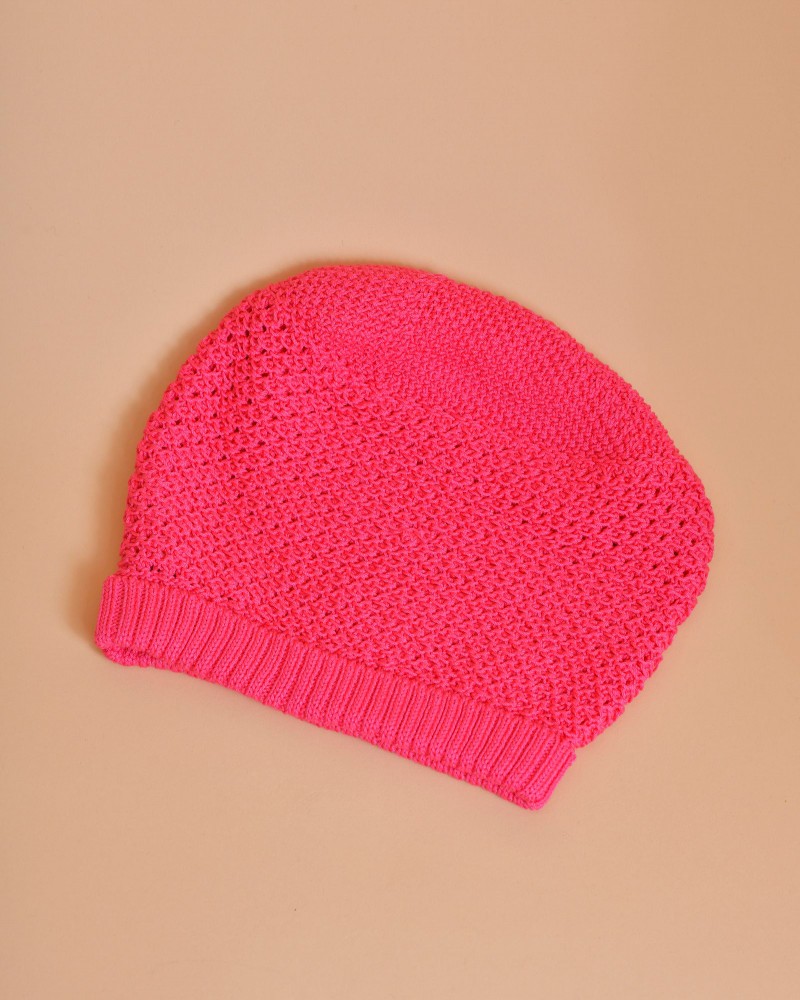 Bonnet en crochet rose Momoni 