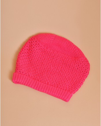 Bonnet en crochet rose Momoni 