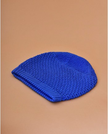 Bonnet en crochet bleu Momoni 