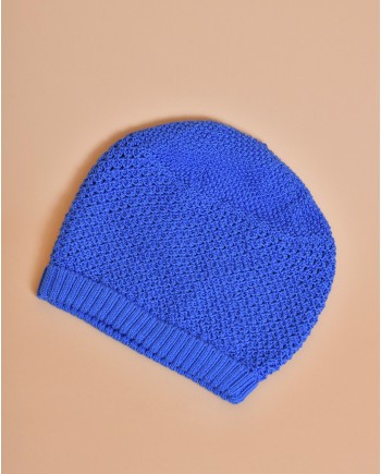 Bonnet en crochet bleu Momoni 