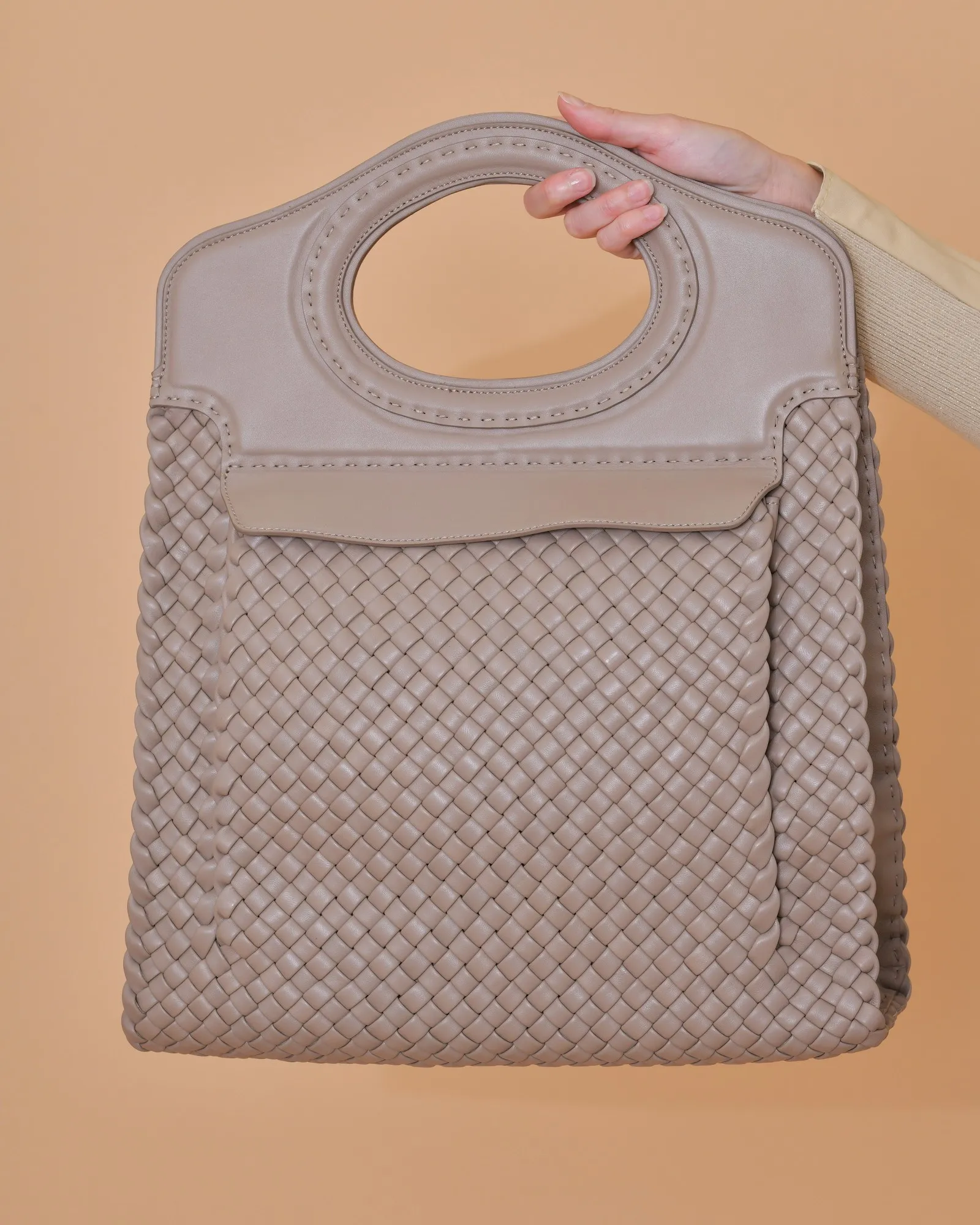 Sac en cuir tressé beige Falorni 