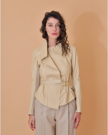 Veste en cuir à empiècements Lorena Antoniazzi 