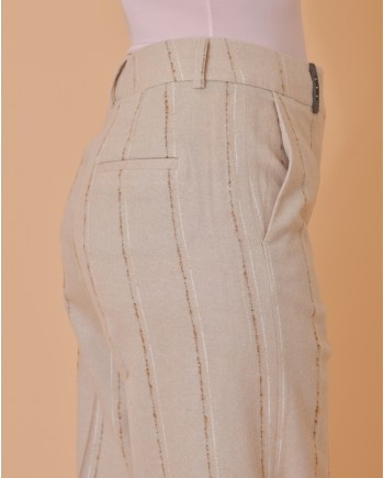 Pantalon en laine vierge beige avec des rayures Peserico 