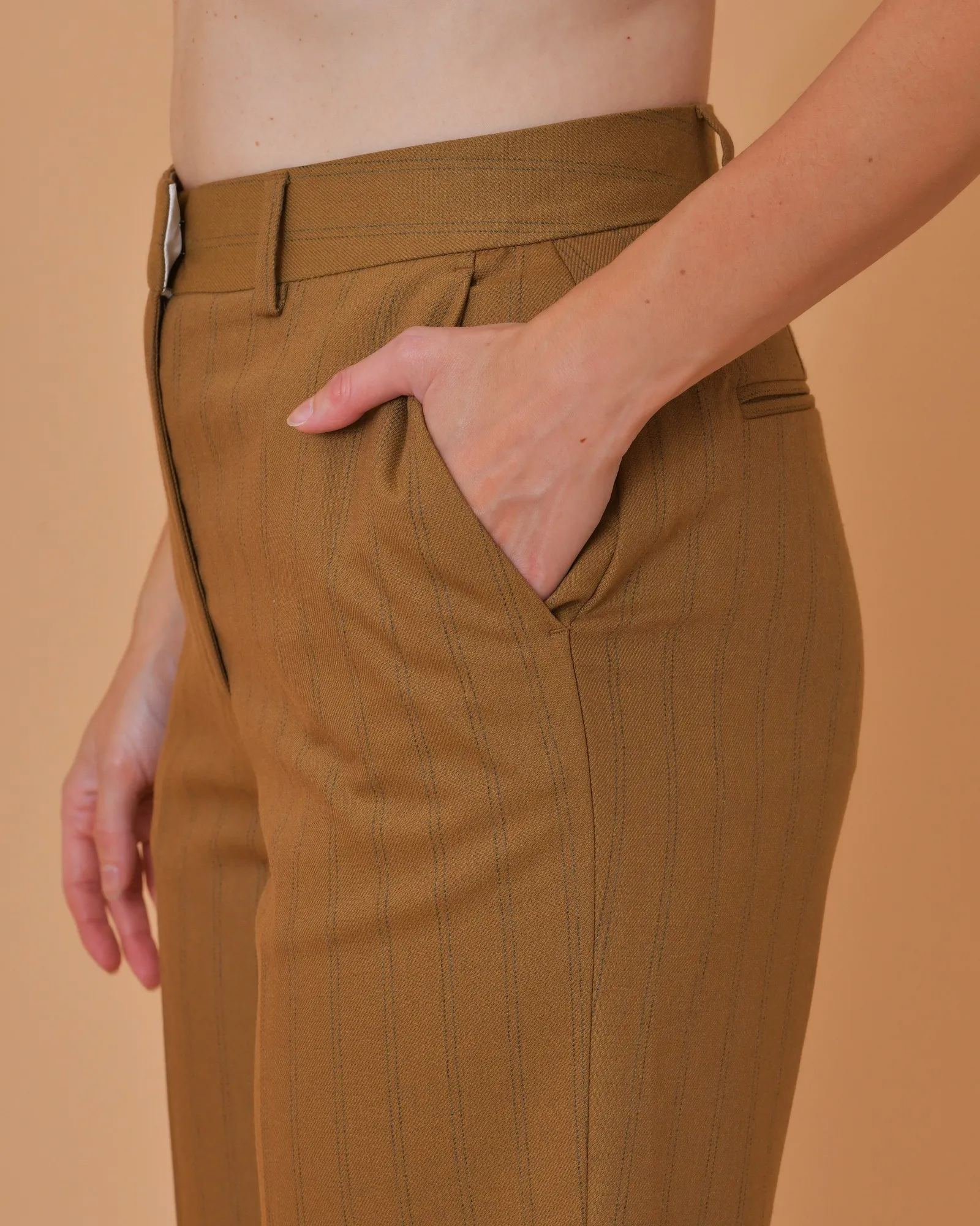 Pantalon à rayures en laine vierge mélangée Chloé Stora 