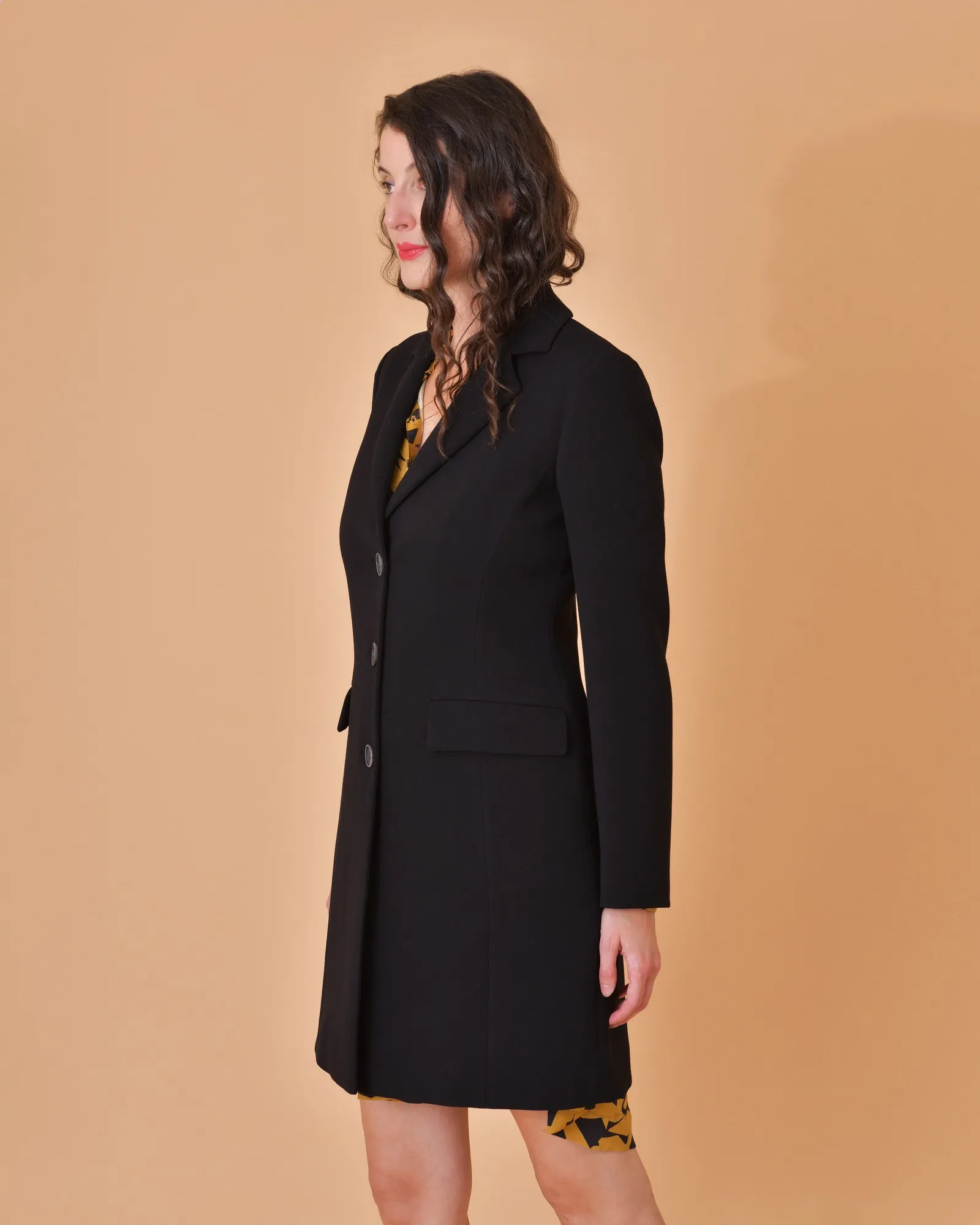 Manteau noir en viscose mélangée Mouche 