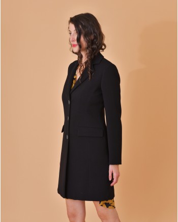 Manteau noir en viscose mélangée Mouche 