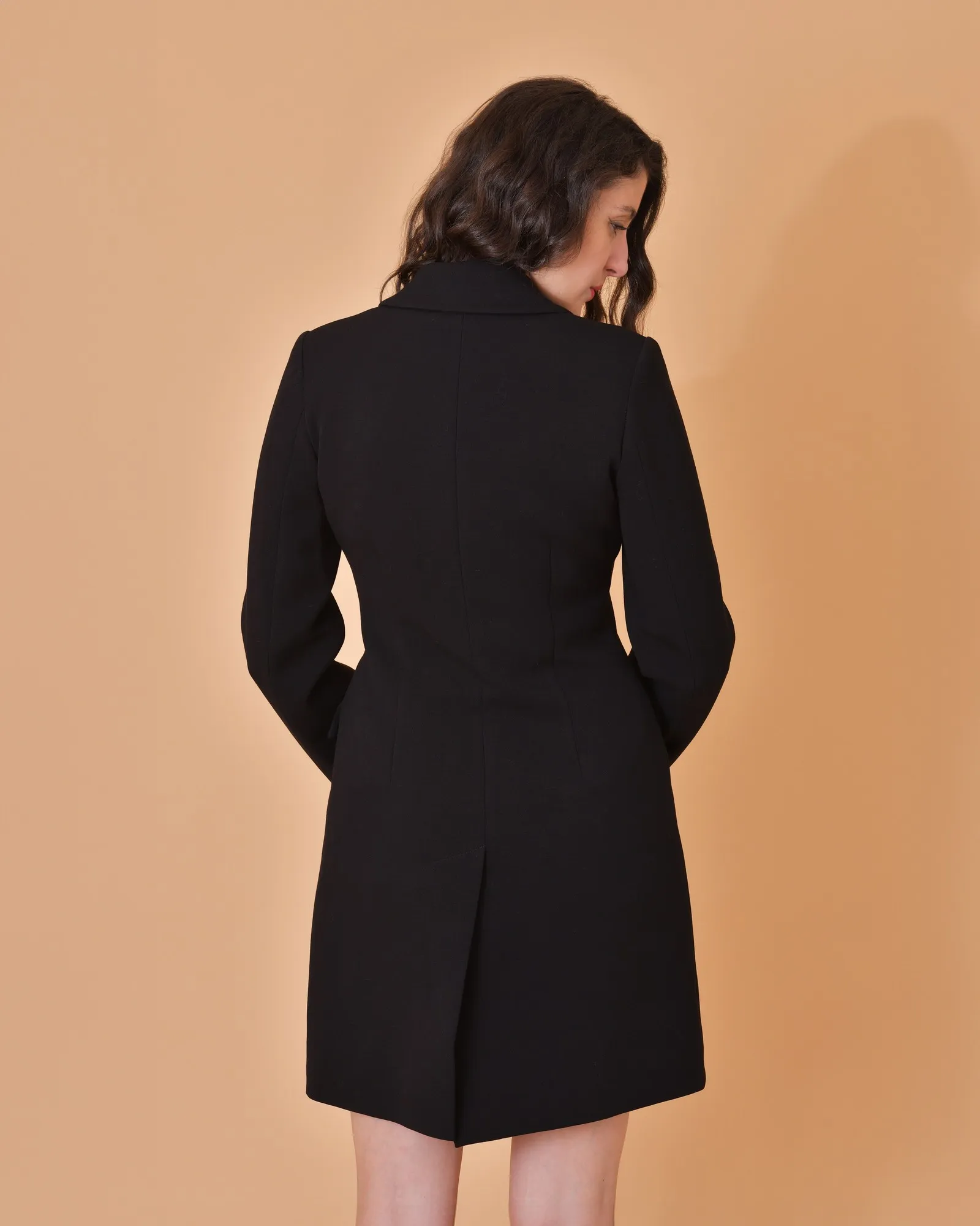 Manteau noir en viscose mélangée Mouche 