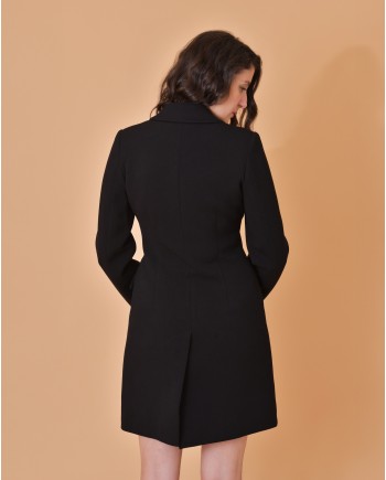 Manteau noir en viscose mélangée Mouche 