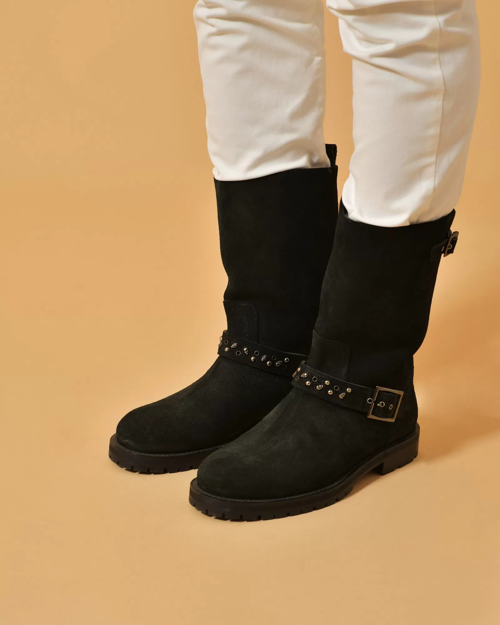 Bottines en daim noir à clous Philipp Plein 